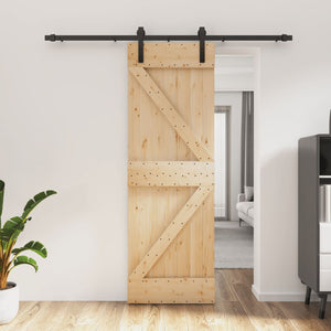 Porta Scorrevole con Set Hardware 70x210 cm Legno Massello Pino 3202983