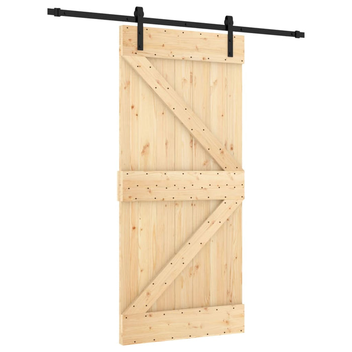 Porta Scorrevole con Set Hardware 95x210 cm Legno Massello Pino 3202985