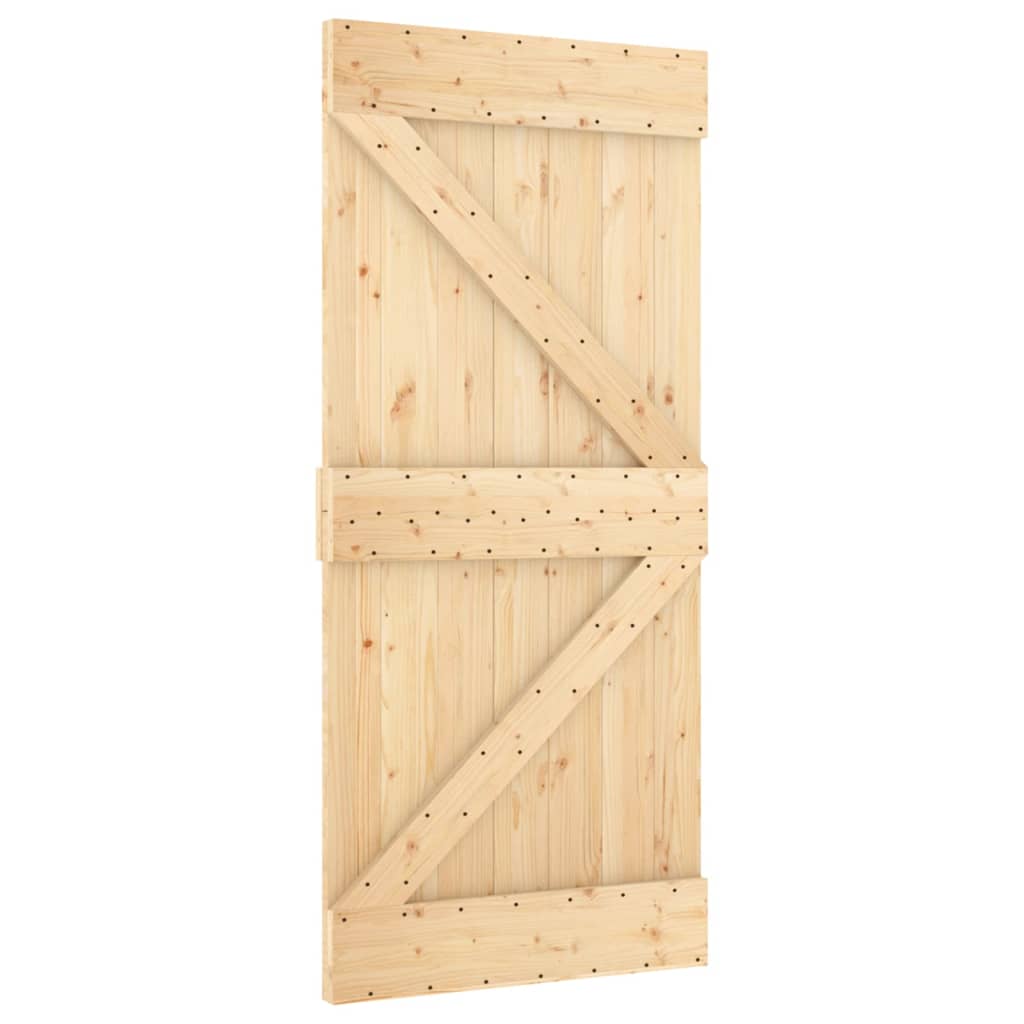 Porta Scorrevole con Set Hardware 95x210 cm Legno Massello Pinocod mxl 70146