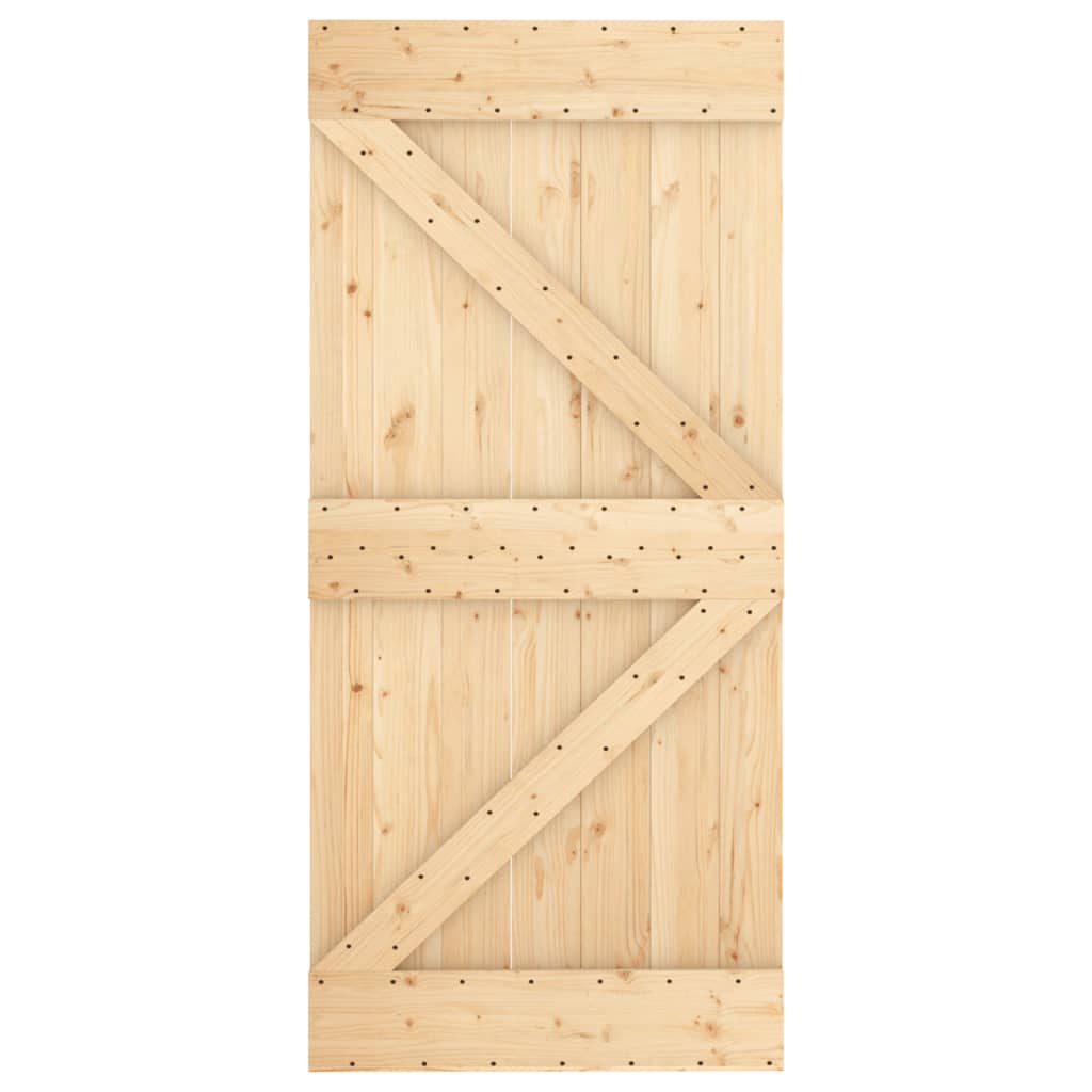 Porta Scorrevole con Set Hardware 95x210 cm Legno Massello Pino 3202985