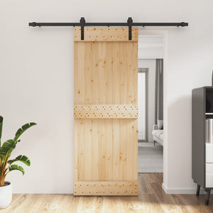 Porta Scorrevole con Set Hardware 80x210 cm Legno Massello Pino 3202987