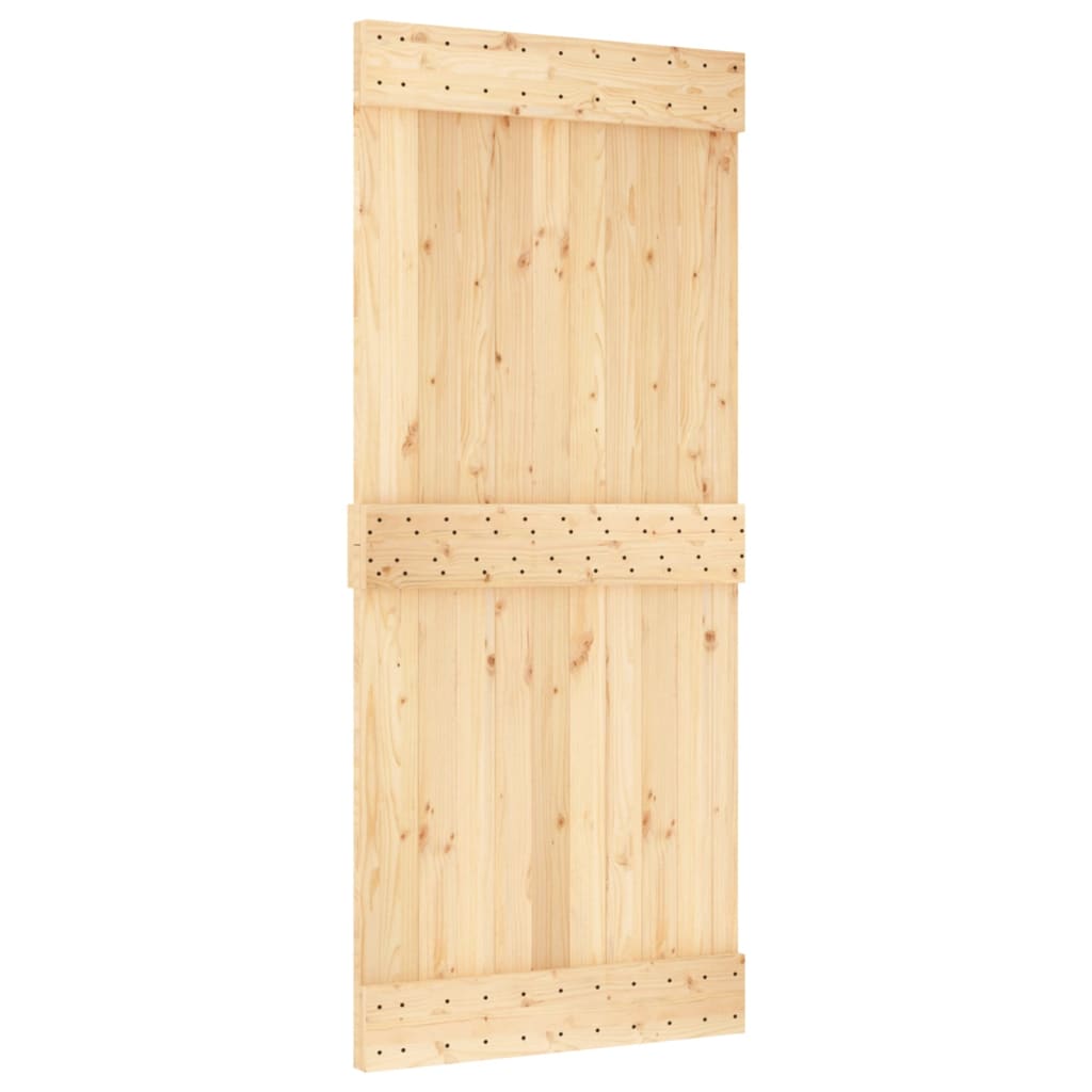 Porta Scorrevole con Set Hardware 90x210 cm Legno Massello Pino 3202989