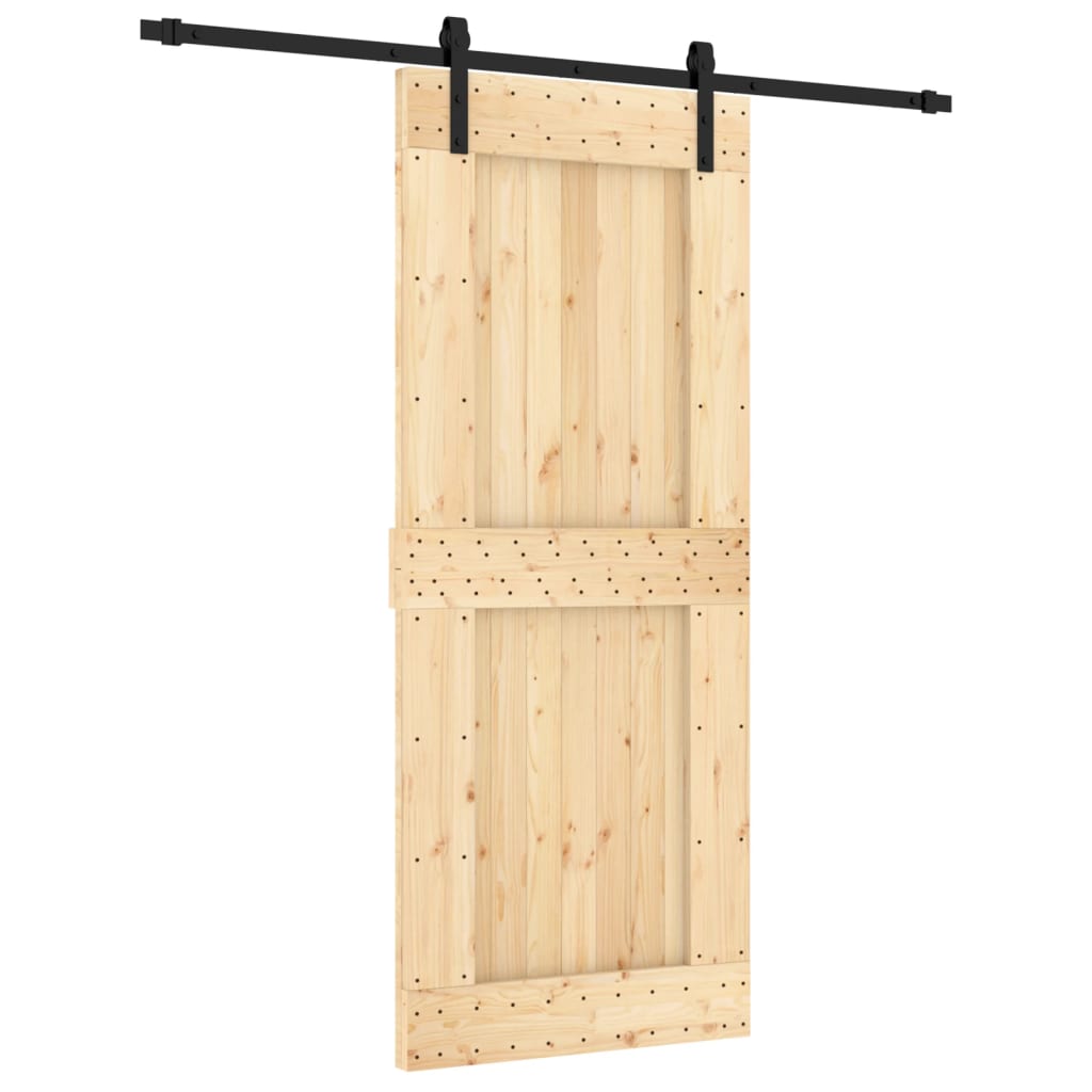 Porta Scorrevole con Set Hardware 85x210 cm Legno Massello Pino 3202994