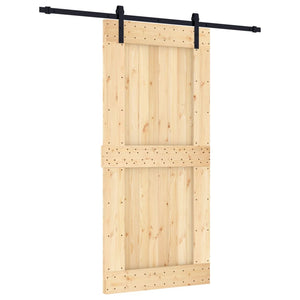 Porta Scorrevole con Set Hardware 95x210 cm Legno Massello Pino 3202996