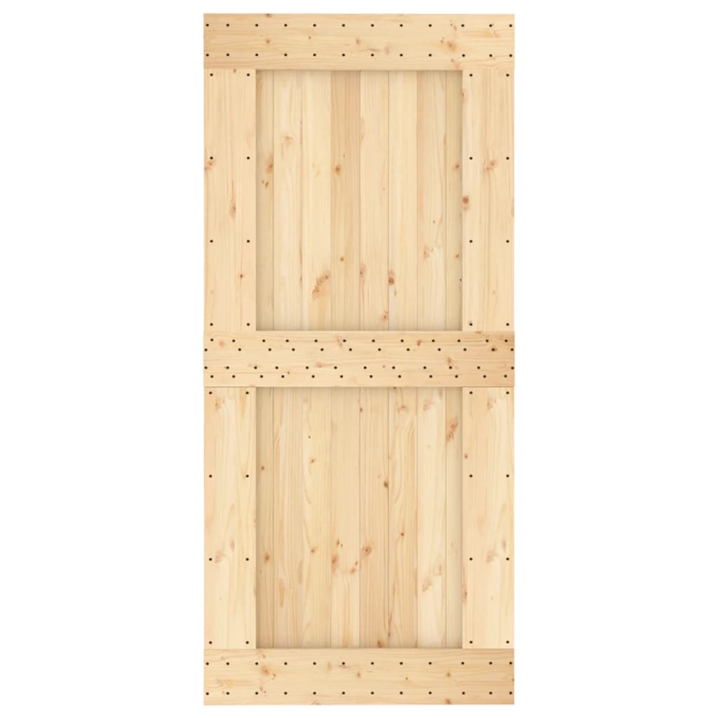 Porta Scorrevole con Set Hardware 95x210 cm Legno Massello Pino 3202996