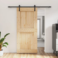 Porta Scorrevole con Set Hardware 95x210 cm Legno Massello Pino 3202996