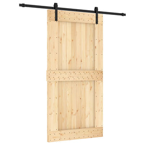 Porta Scorrevole con Set Hardware 100x210cm Legno Massello Pino 3202997