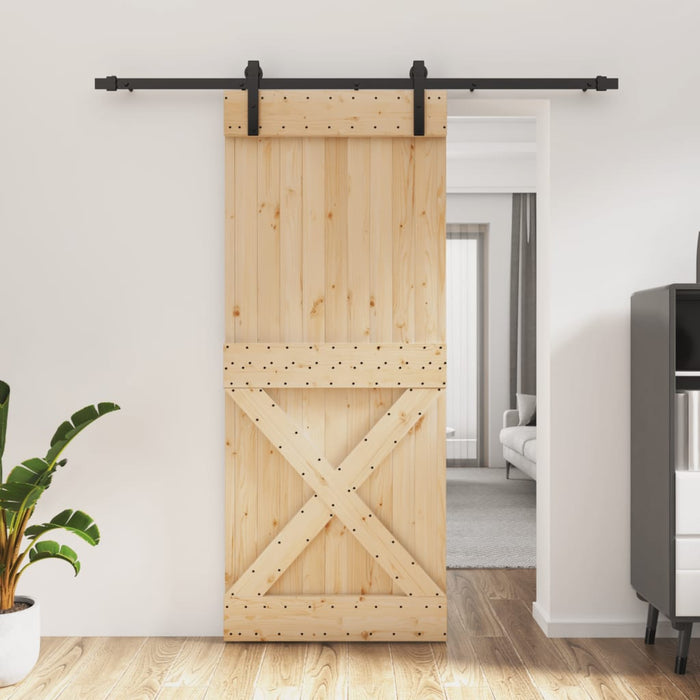 Porta Scorrevole con Set Hardware 85x210 cm Legno Massello Pinocod mxl 118100