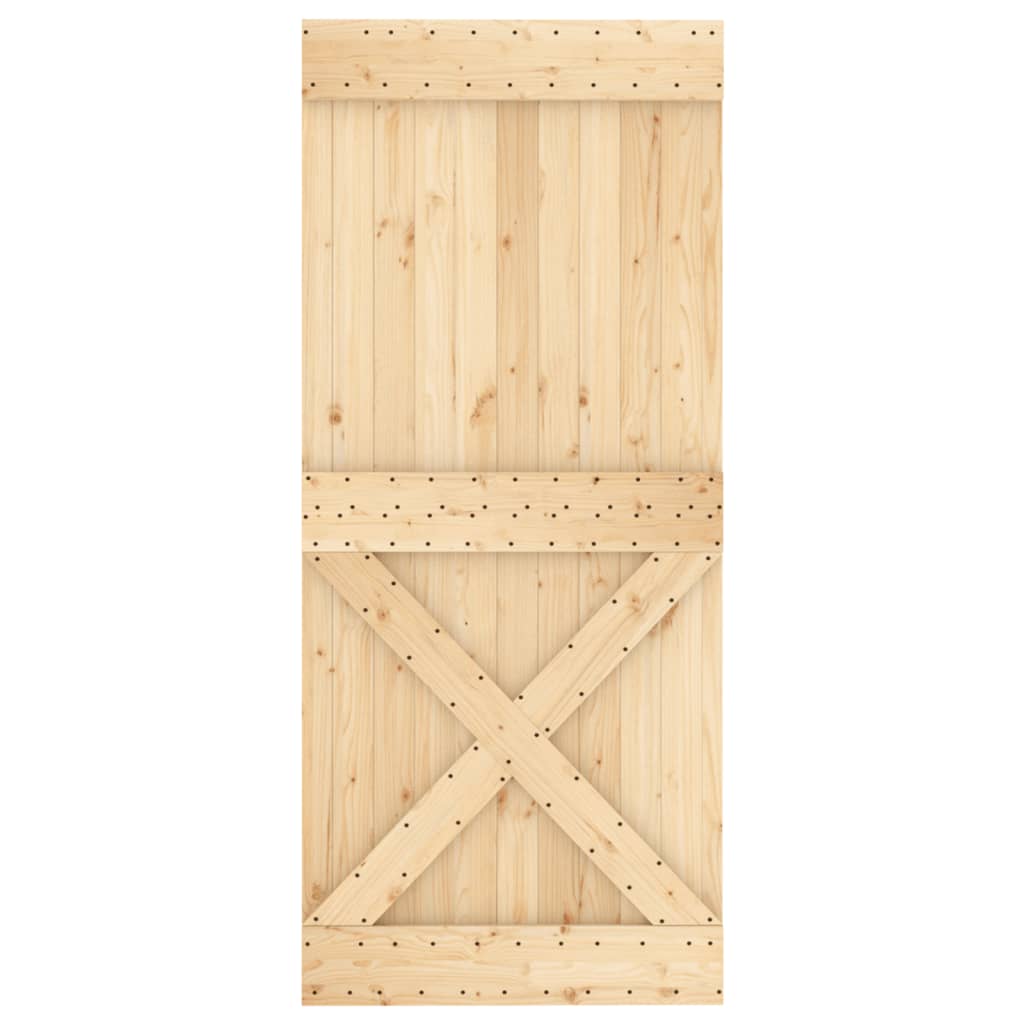 Porta Scorrevole con Set Hardware 90x210 cm Legno Massello Pino 3203001