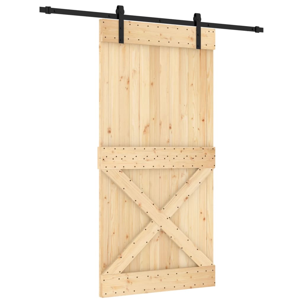 Porta Scorrevole con Set Hardware 100x210cm Legno Massello Pino 3203003