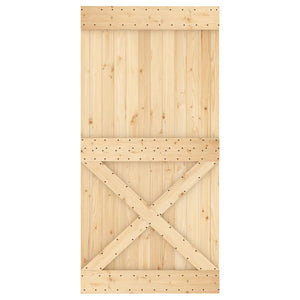 Porta Scorrevole con Set Hardware 100x210cm Legno Massello Pino 3203003