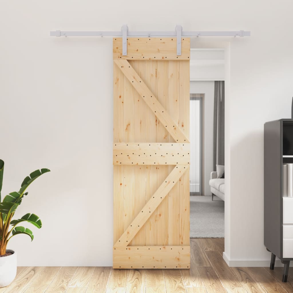 Porta Scorrevole con Set Hardware 70x210 cm Legno Massello Pino 3203004