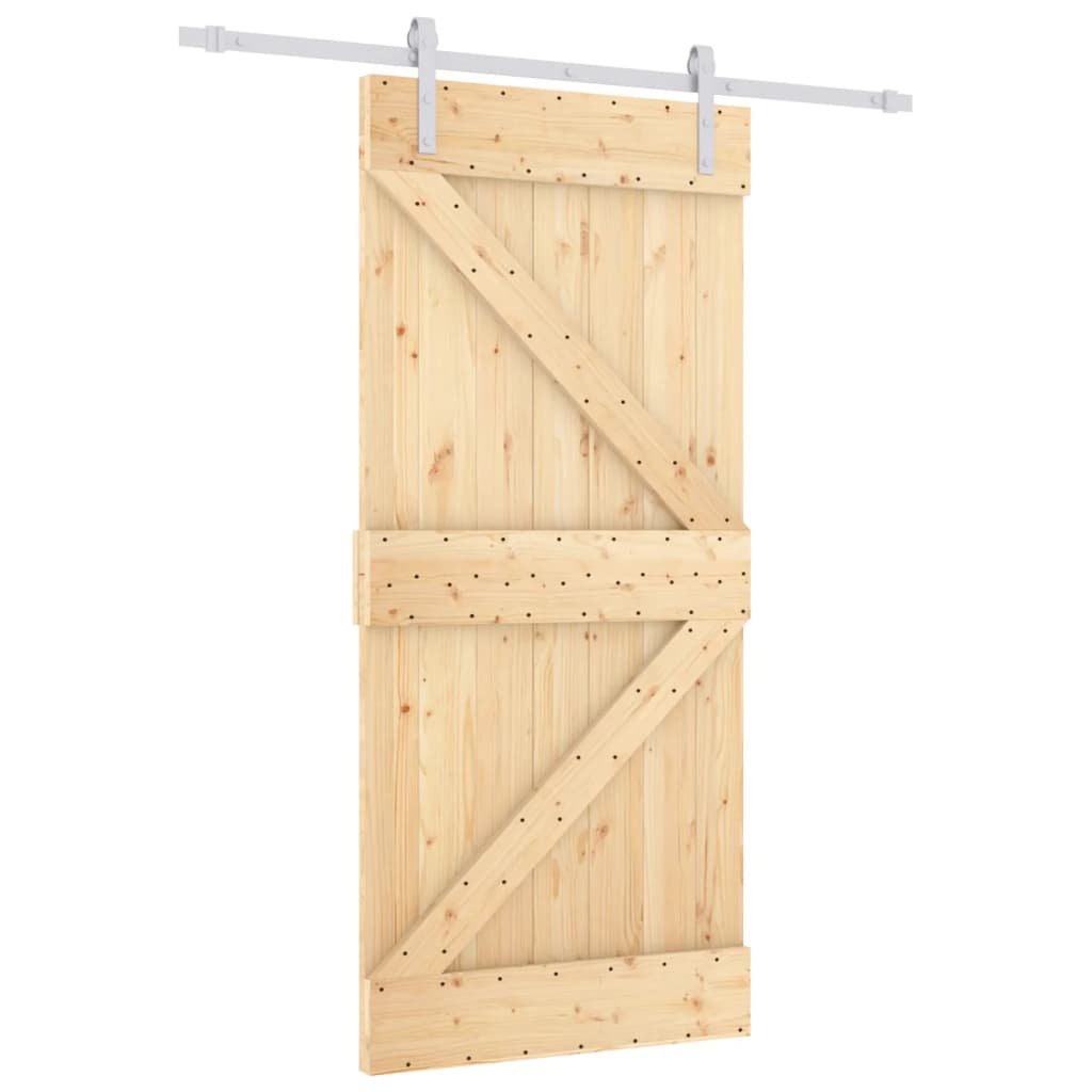 Porta Scorrevole con Set Hardware 90x210 cm Legno Massello Pinocod mxl 93640