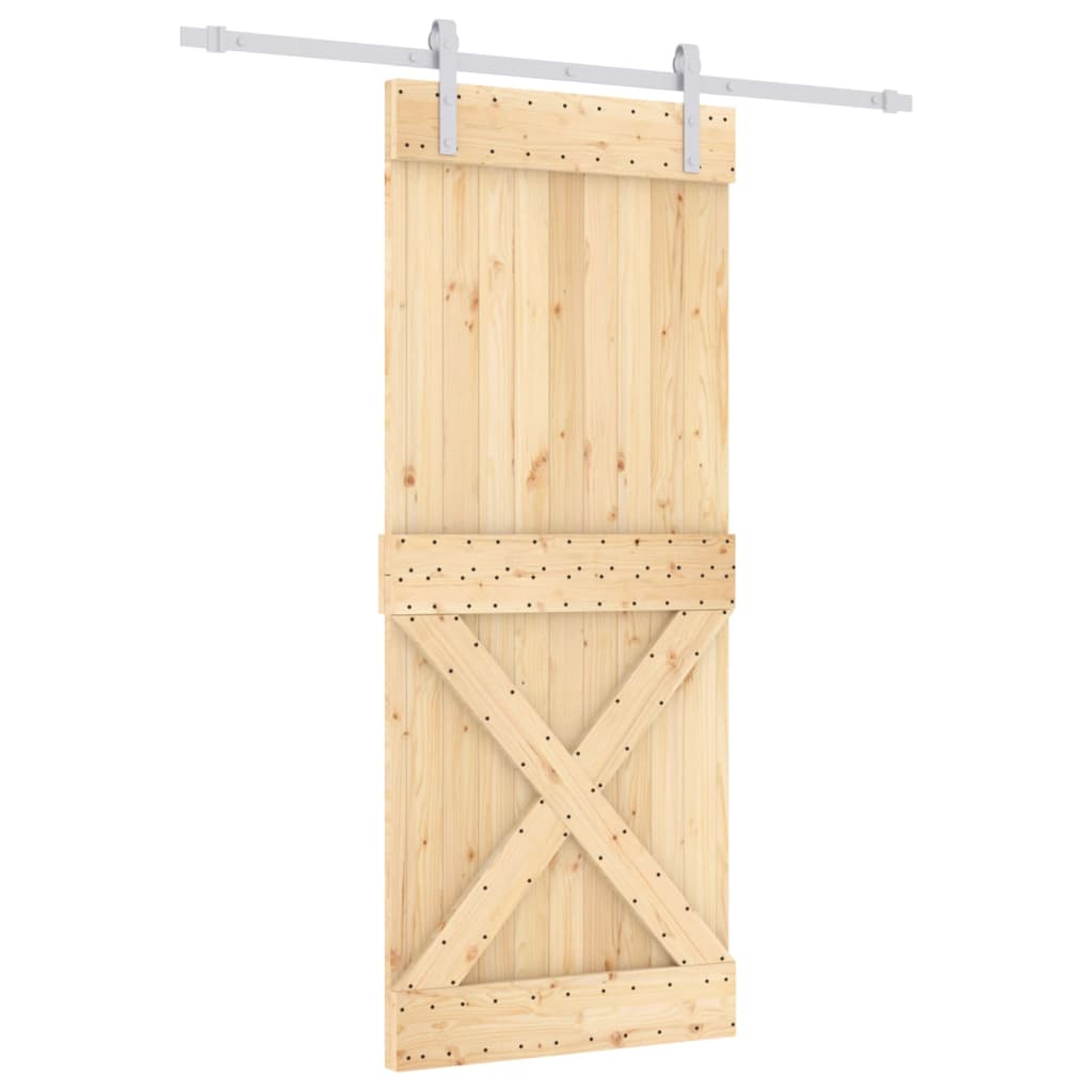 Porta Scorrevole con Set Hardware 85x210 cm Legno Massello Pinocod mxl 94171