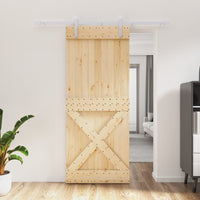 Porta Scorrevole con Set Hardware 85x210 cm Legno Massello Pinocod mxl 94171