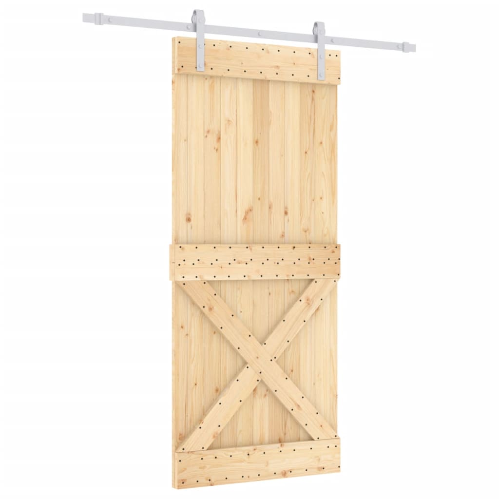 Porta Scorrevole con Set Hardware 90x210 cm Legno Massello Pino 3203019