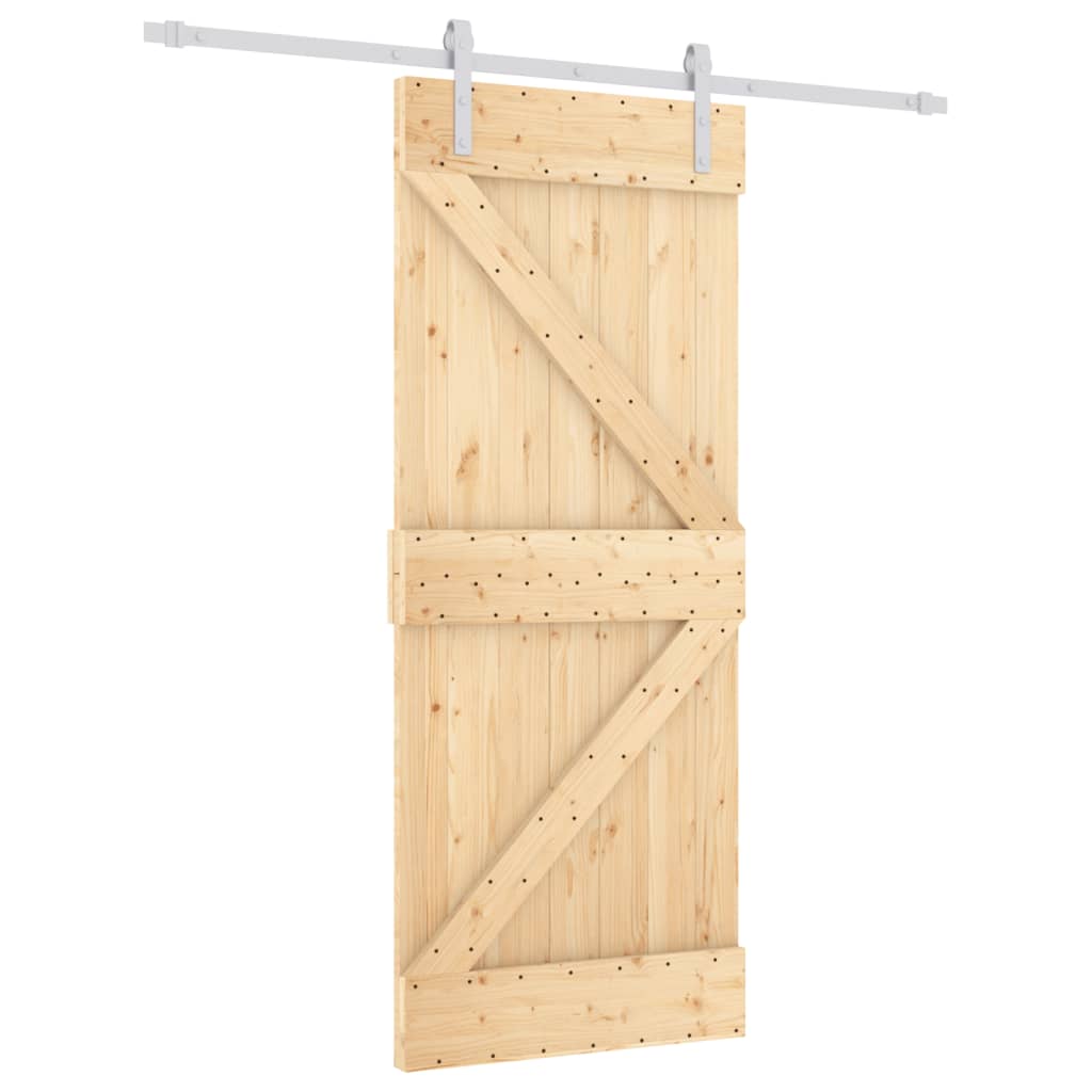 Porta Scorrevole con Set Hardware 85x210 cm Legno Massello Pino 3203021