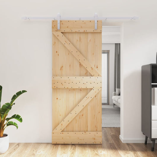 Porta Scorrevole con Set Hardware 85x210 cm Legno Massello Pino 3203021