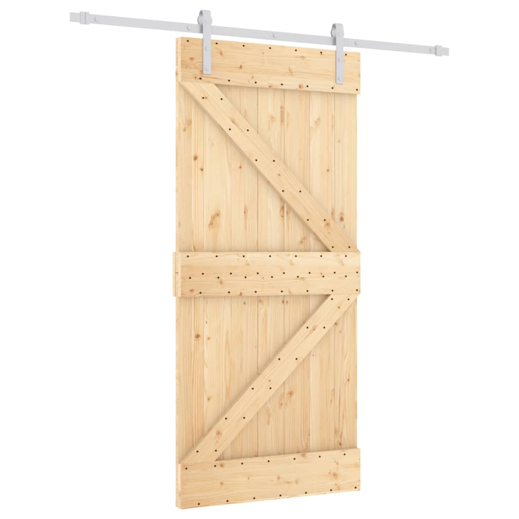 Porta Scorrevole con Set Hardware 95x210 cm Legno Massello Pino 3203022