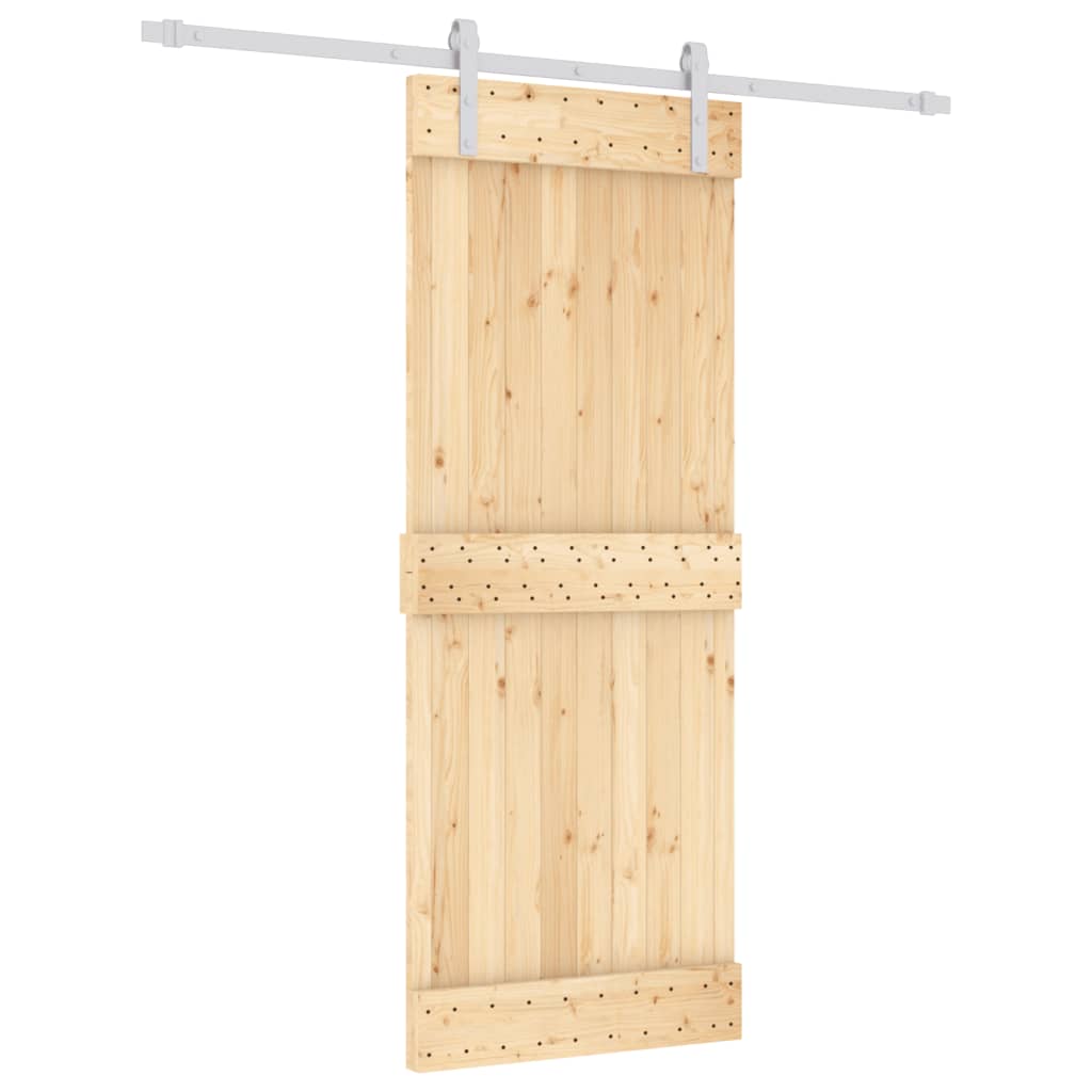 Porta Scorrevole con Set Hardware 80x210 cm Legno Massello Pino 3203027