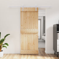 Porta Scorrevole con Set Hardware 80x210 cm Legno Massello Pino 3203027