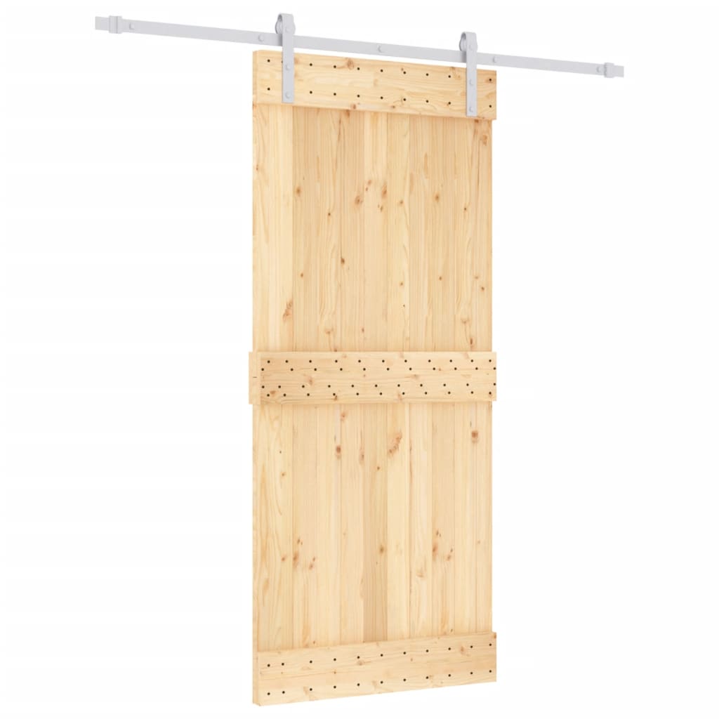 Porta Scorrevole con Set Hardware 90x210 cm Legno Massello Pino 3203029