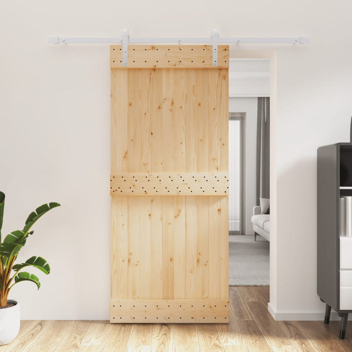 Porta Scorrevole con Set Hardware 90x210 cm Legno Massello Pino 3203029