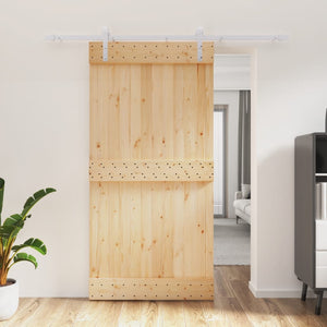 Porta Scorrevole con Set Hardware 100x210cm Legno Massello Pinocod mxl 70156