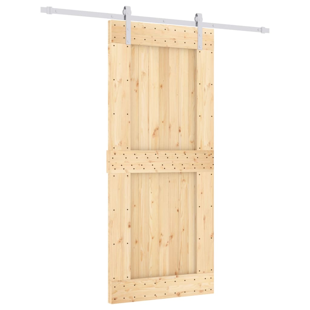 Porta Scorrevole con Set Hardware 90x210 cm Legno Massello Pino 3203035