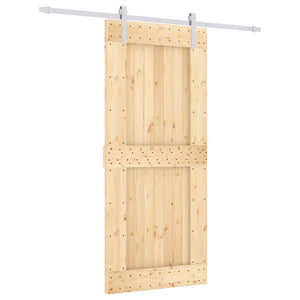 Porta Scorrevole con Set Hardware 90x210 cm Legno Massello Pino 3203035