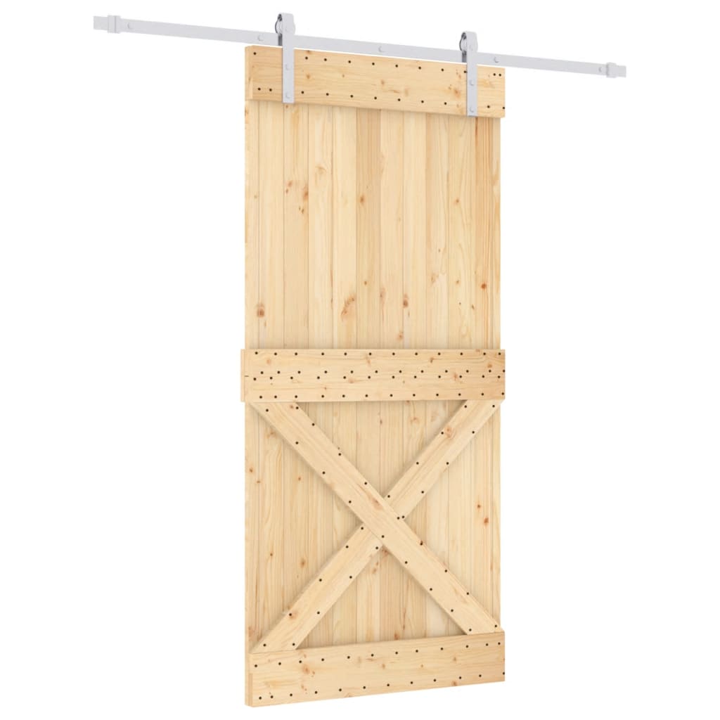 Porta Scorrevole con Set Hardware 95x210 cm Legno Massello Pino 3203042