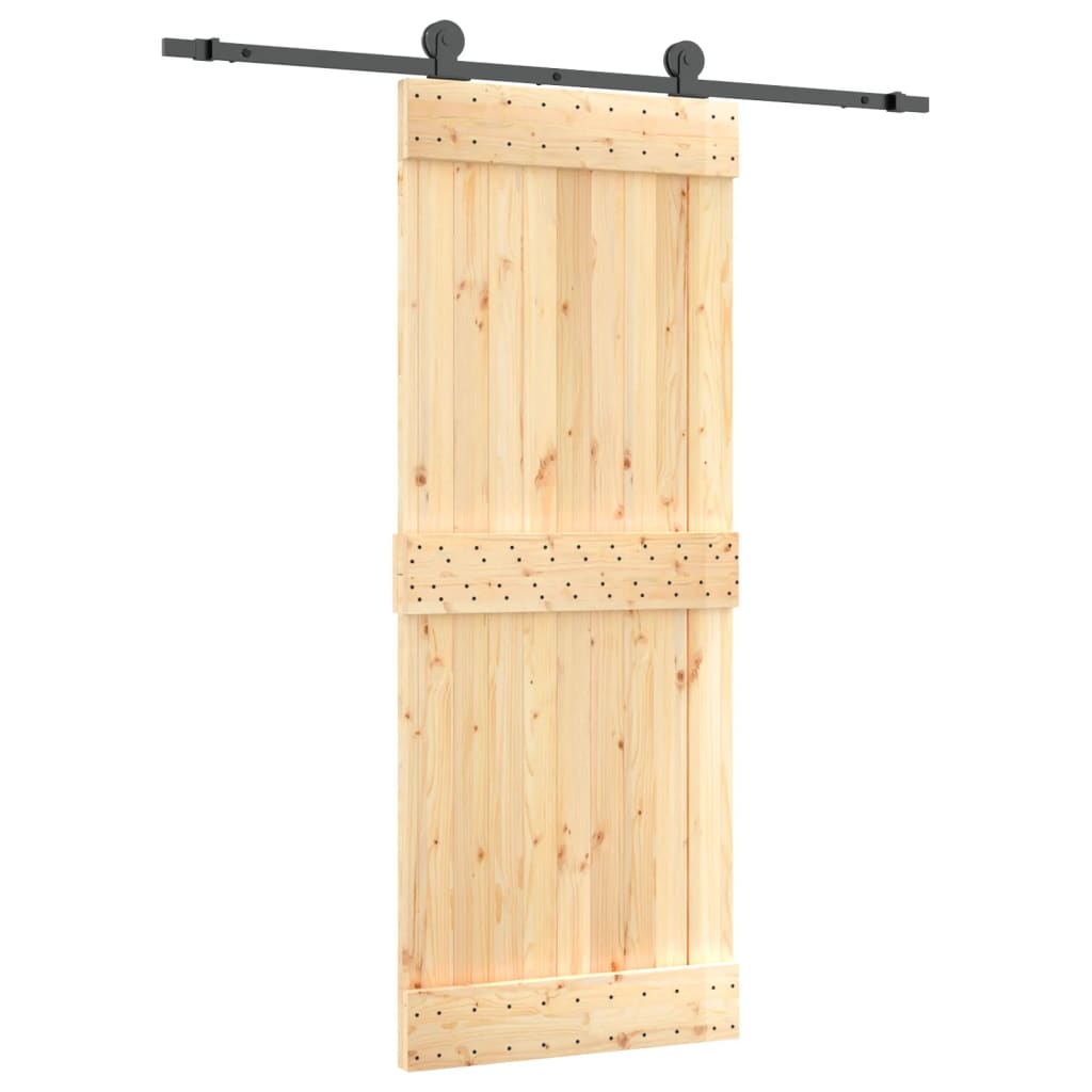 Porta Scorrevole con Set Hardware 80x210 cm Legno Massello Pinocod mxl 94177