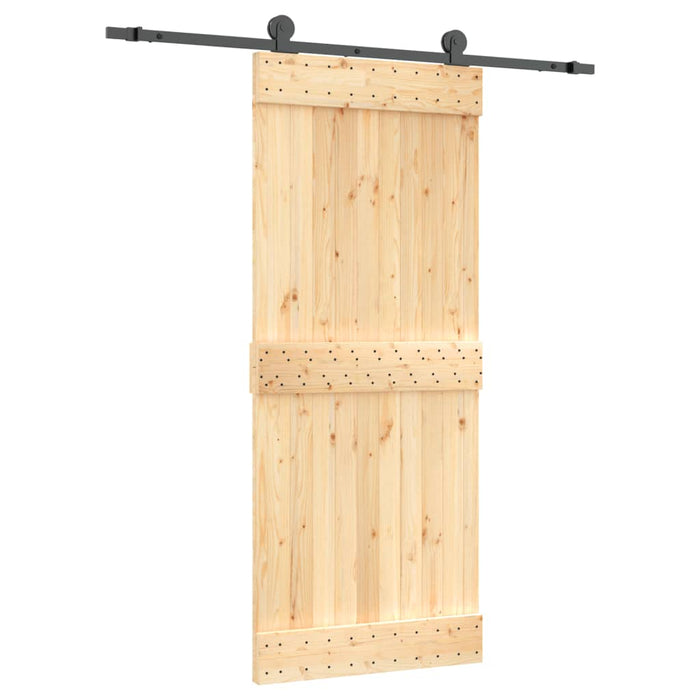 Porta Scorrevole con Set Hardware 85x210 cm Legno Massello Pino 3203048