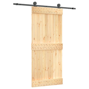 Porta Scorrevole con Set Hardware 90x210 cm Legno Massello Pino 3203049