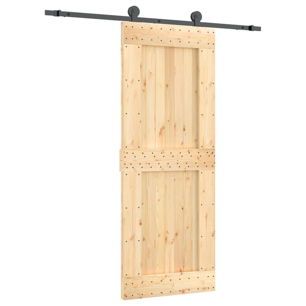 Porta Scorrevole con Set Hardware 80x210 cm Legno Massello Pino 3203051