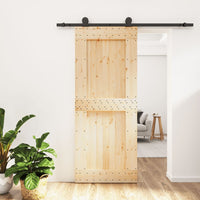 Porta Scorrevole con Set Hardware 85x210 cm Legno Massello Pinocod mxl 70161