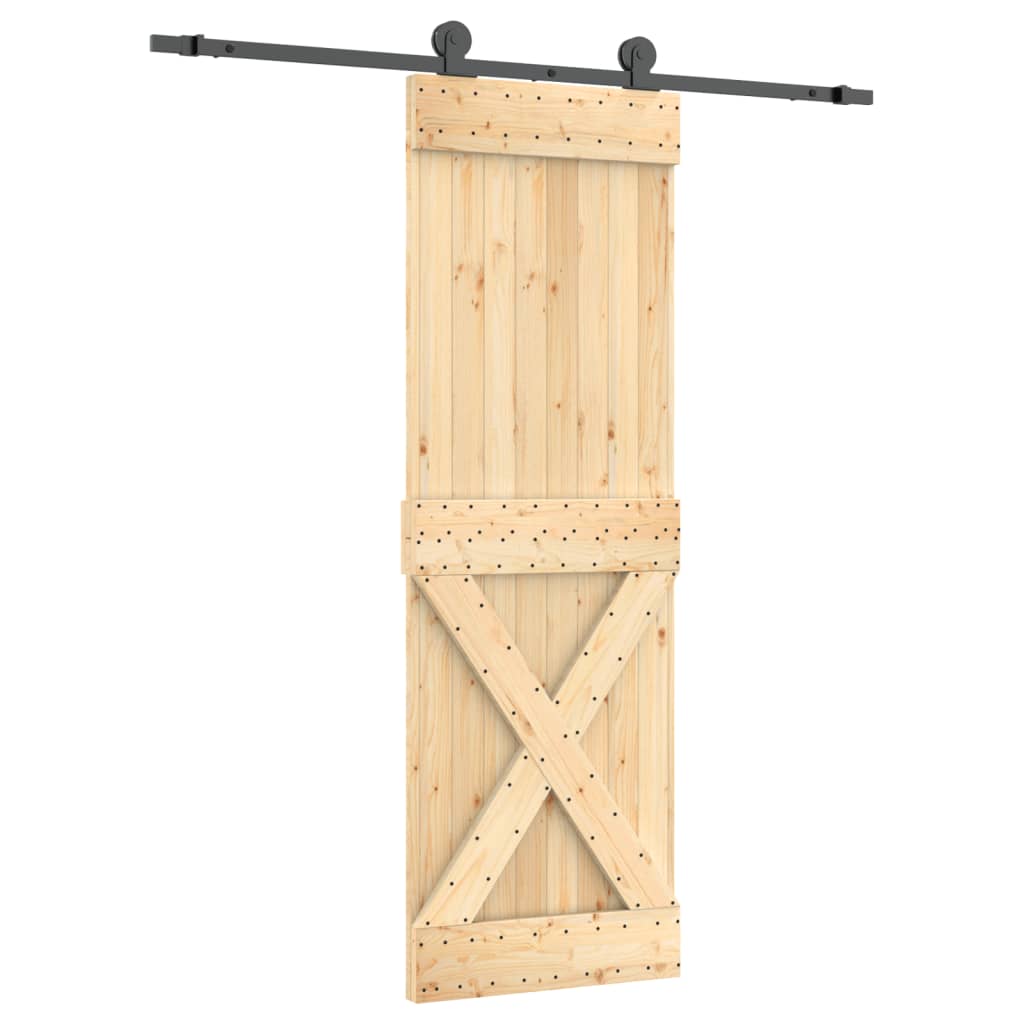 Porta Scorrevole con Set Hardware 70x210 cm Legno Massello Pino 3203054