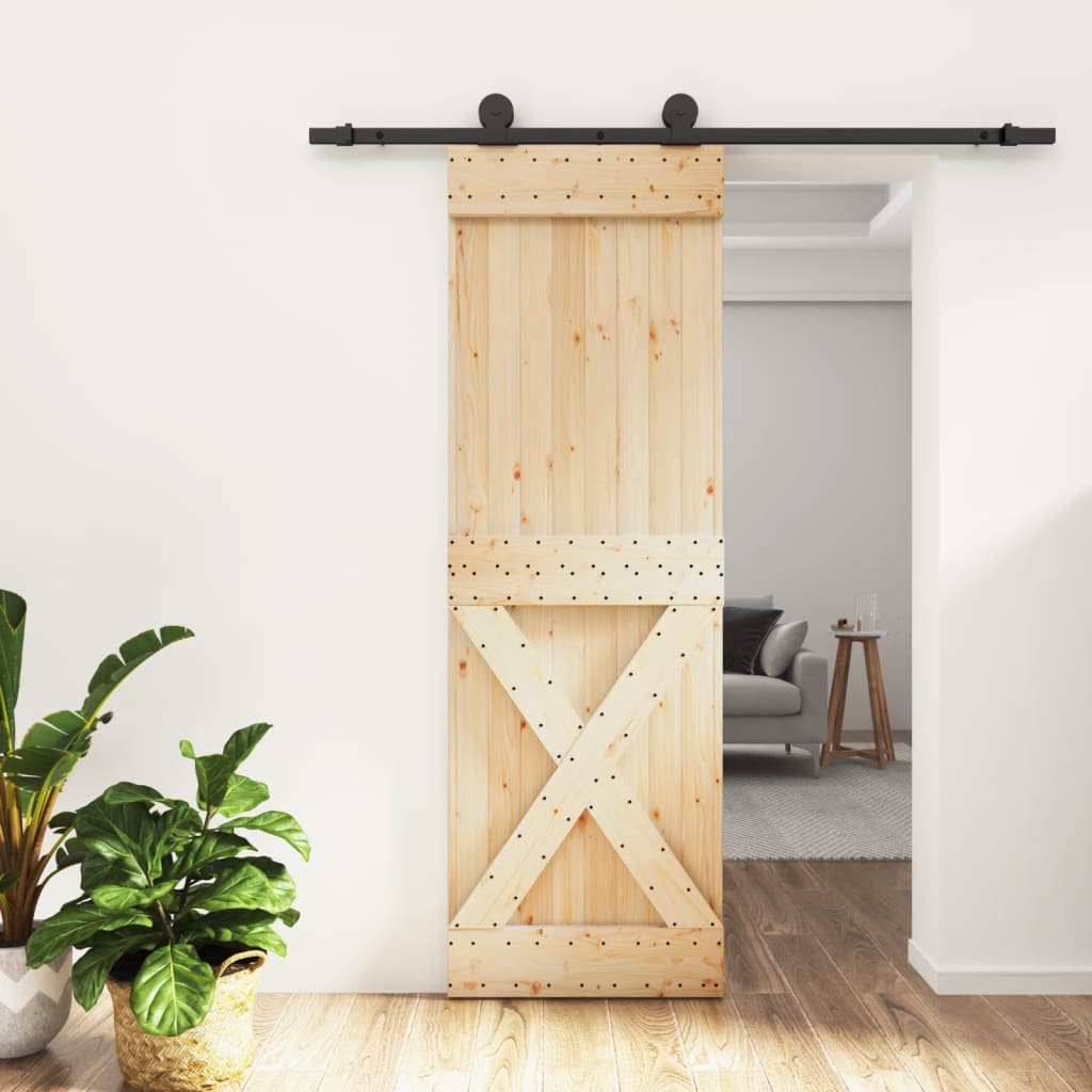 Porta Scorrevole con Set Hardware 70x210 cm Legno Massello Pinocod mxl 118112