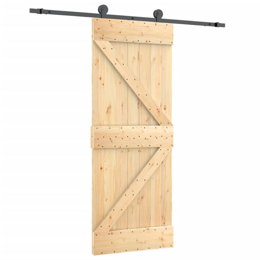 Porta Scorrevole con Set Hardware 70x210 cm Legno Massello Pino 3203058