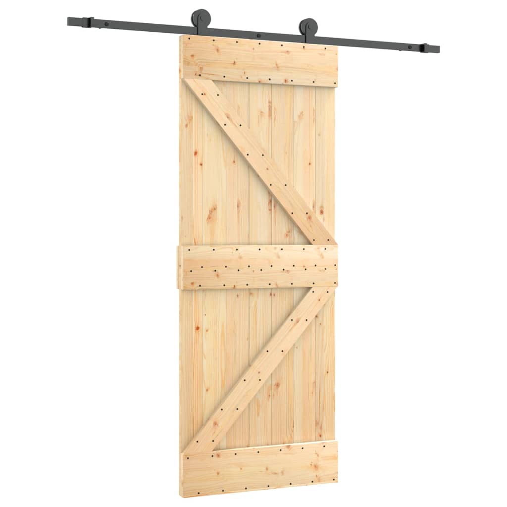 Porta Scorrevole con Set Hardware 85x210 cm Legno Massello Pino 3203059