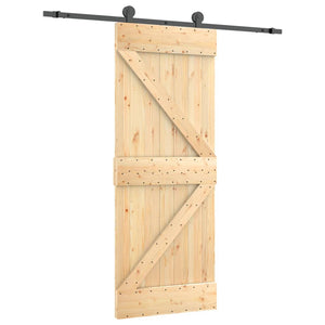 Porta Scorrevole con Set Hardware 85x210 cm Legno Massello Pino 3203059