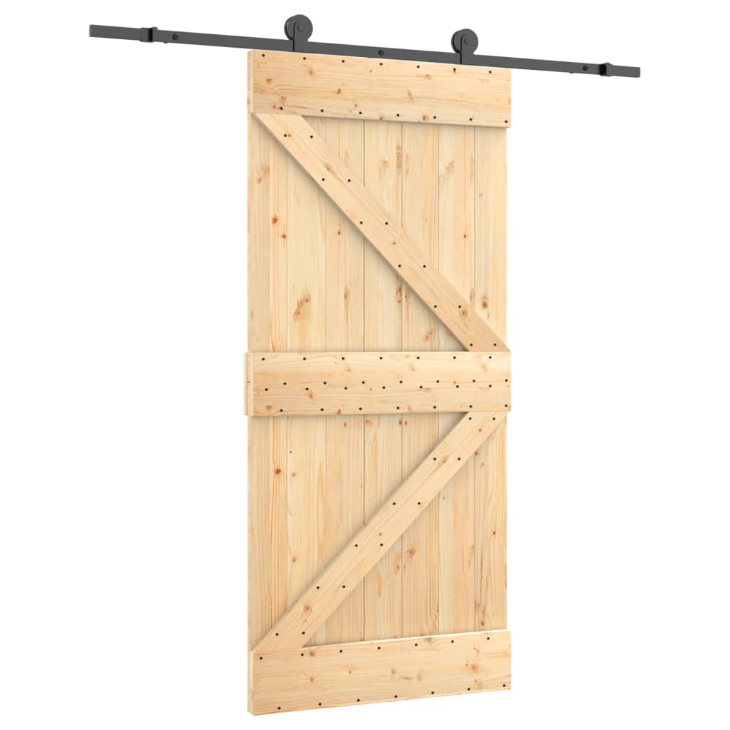 Porta Scorrevole con Set Hardware 95x210 cm Legno Massello Pino 3203060