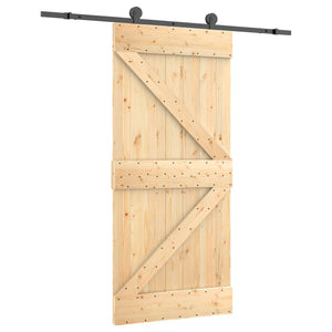 Porta Scorrevole con Set Hardware 95x210 cm Legno Massello Pino 3203060