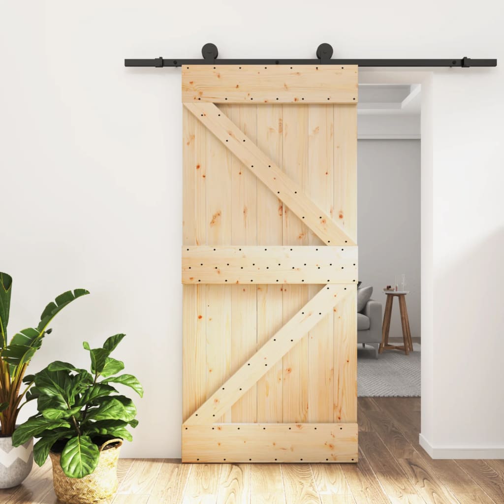 Porta Scorrevole con Set Hardware 95x210 cm Legno Massello Pino 3203060