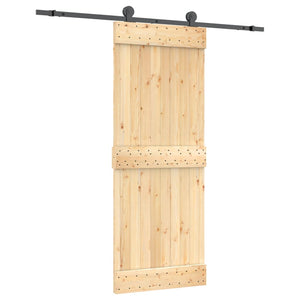 Porta Scorrevole con Set Hardware 80x210 cm Legno Massello Pino 3203065