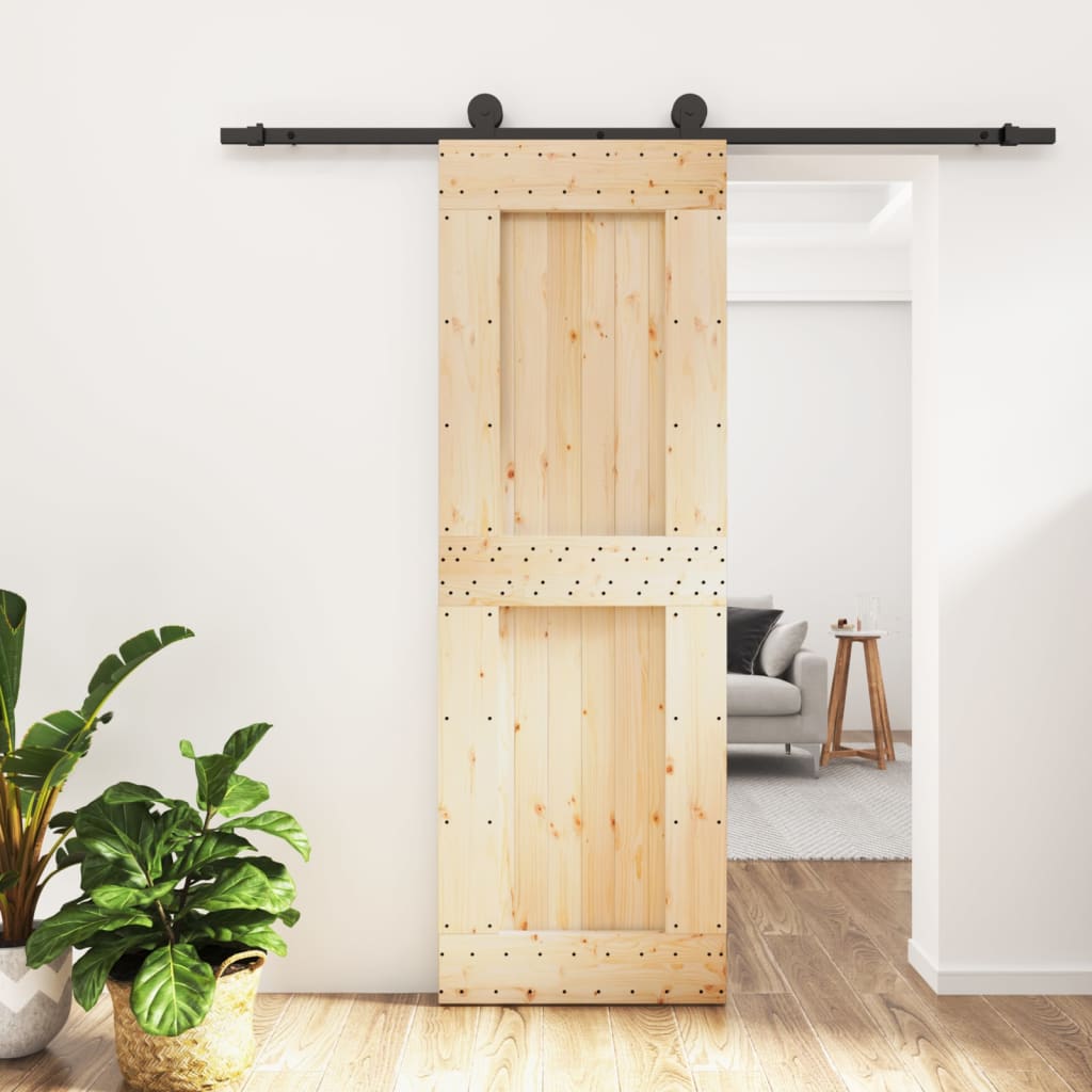 Porta Scorrevole con Set Hardware 70x210 cm Legno Massello Pino 3203070