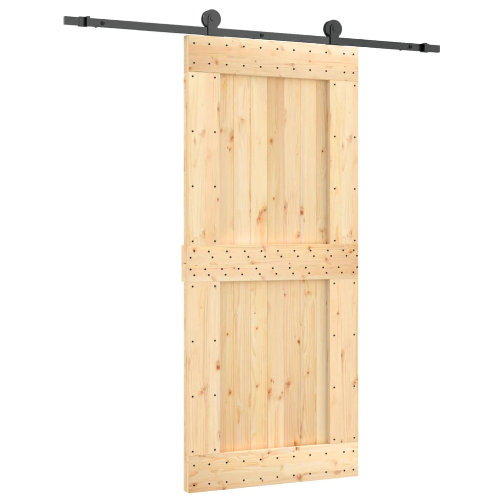 Porta Scorrevole con Set Hardware 90x210 cm Legno Massello Pino 3203073