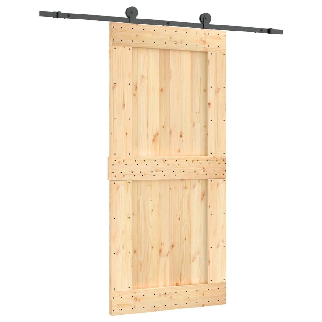 Porta Scorrevole con Set Hardware 95x210 cm Legno Massello Pino 3203074