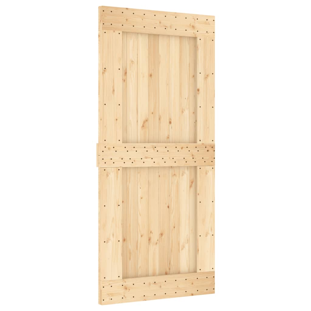 Porta Scorrevole con Set Hardware 95x210 cm Legno Massello Pino 3203074