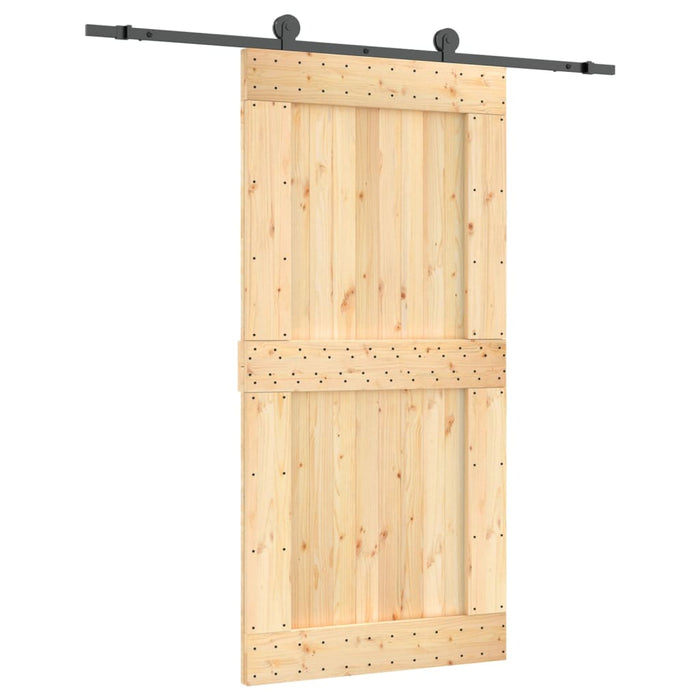 Porta Scorrevole con Set Hardware 100x210cm Legno Massello Pino 3203075